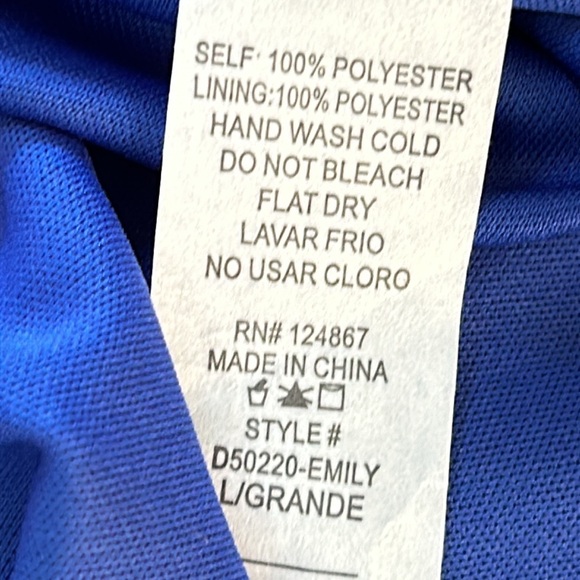 Dream of Me tropical floral dress.  Size Large. Blue and red. Hi low hemline. - Picture 8 of 13